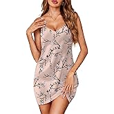 Ekouaer Satin Silky Lingerie for Women Sleeveless Nightgown Sexy Chemise Full Slip Sleepwear Nighty S-2XL