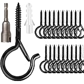 FSAH 36 PCS Q-Hanger Hooks with Safety Buckle, Windproof Screw Hooks for Outdoor String Lights Hanging Christmas Lights, Plants, with 1 Wing Nut Driver