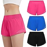 EXARUS Girls 2.5"/4" Athletic Shorts Running Workout Track with Liner Zip Pocket Lightweight Gym Sports for Kids 6-12Y