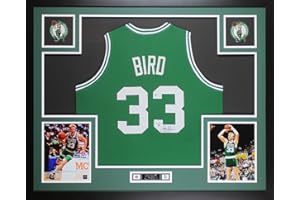 SPORTSFRAMES.COM Larry Bird Autographed Green Boston Celtics Jersey - Beautifully Matted and Framed - Hand Signed By Larry Bird and Certified Authentic by Beckett - Includes Certificate of Authenticity