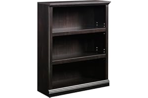 Sauder 3 Tier Book Shelf Wooden Bookcase Multipurpose Bookshelf for Home Office, Living Room, in Estate Black