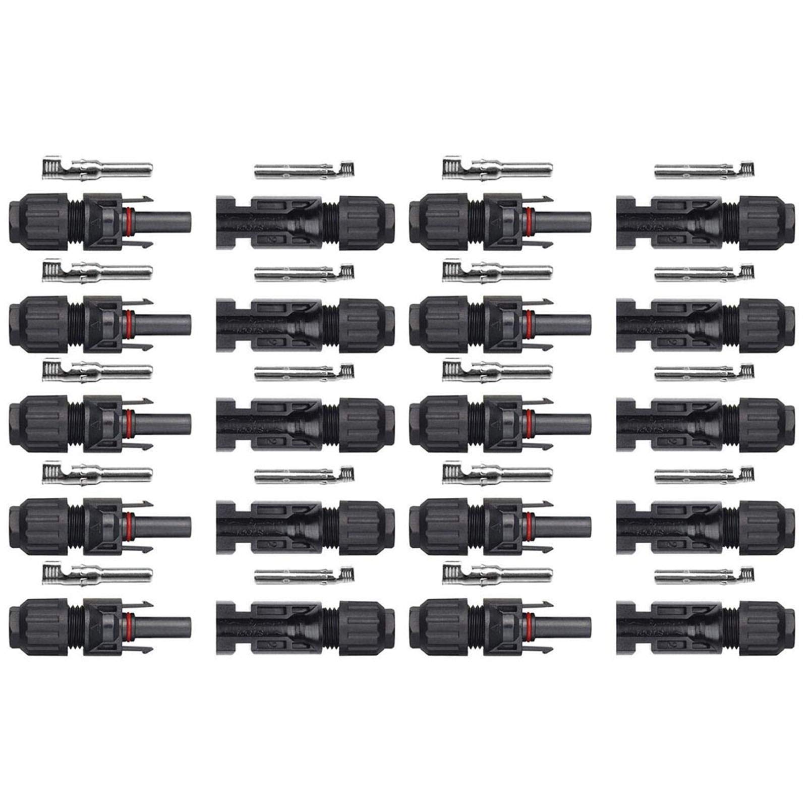 VIVLLEN Male/Female Solar Panel Cable Connectors-Double Seal Rings for Better Waterproof Effect (10 Pairs)