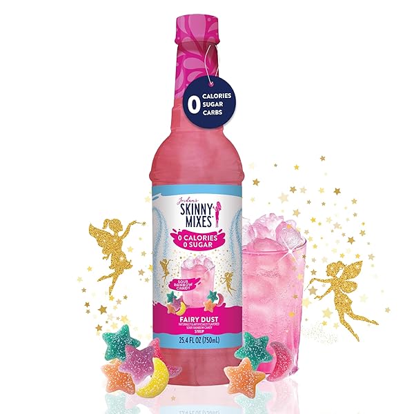 JORDAN’S SKINNY MIXES SUGAR FREE SYRUP, FAIRY DUST FLAVOR, FRUIT FLAVORED WATER ENHANCER, DRINK MIX FOR ICE TEA, LEMONADE & MORE, ZERO CALORIE FLAVORING, KETO FRIENDLY, 25.4 FL OZ, 1 PACK