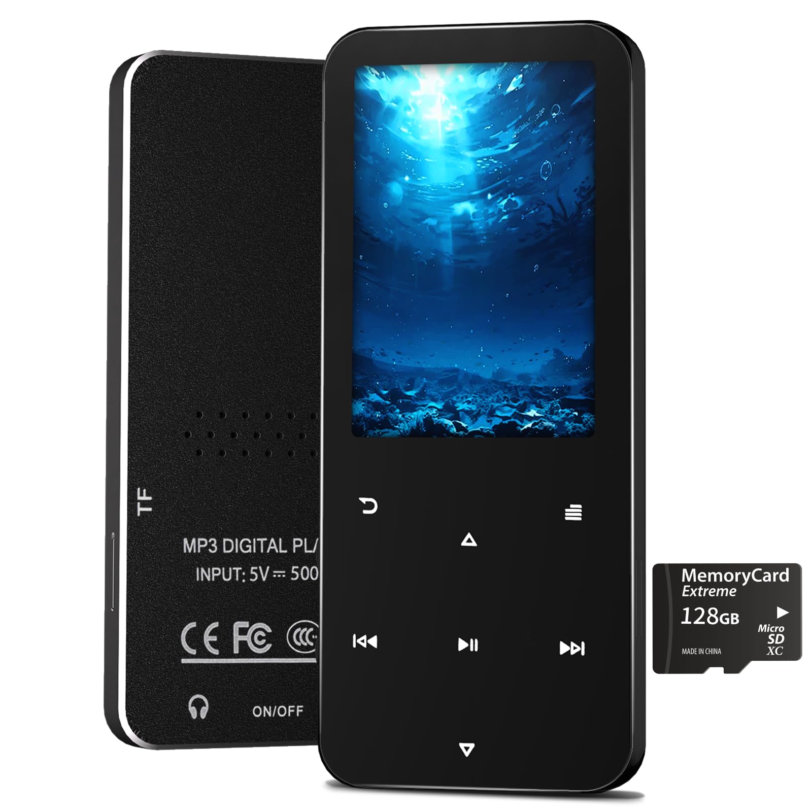 Photo 1 of 144GB MP3 Player, Bluetooth 5.2 Music Player, HiFi Sound Digital Music, Built-in HD Speaker, FM Radio, Voice Recorder, Earphones Included, MP3 Player for Friends, Kids, Students, Seniors (Black)