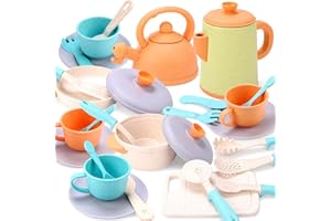 RUIDYA Kids Kitchen Play Set,Play Kitchen Accessories with Cookware Pots and Pans，Tea Party Set for Girls Boys,Pretend Play C