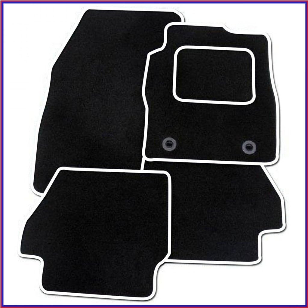 CITROEN C3 2010 ON BLACK & WHITE TRIM TAILORED CAR MATS + WHITE EDGING
