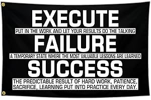 Yesuavt Discipline Motivational Flag Execute Failure Success Flag Motivational Gym Banner Flags for Office Room Guys Home Gym Bedroom Inspirational Motivational Wall Art Decor Poster Signs