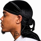 Veeta Superior Velvet Durag - Soft Velvet Durags for Men & Women, Long Double Wide Straps, Silky Durag Liner, Triple Stitched