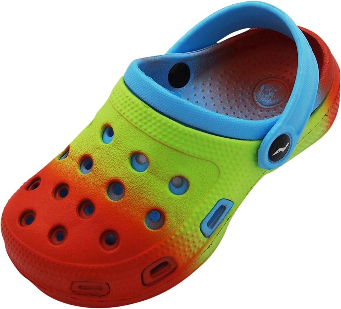 NORTY - Girl's Tie Dye Colorful Drainage Clog Sandal with Backstrap - Runs 2 Sizes Small