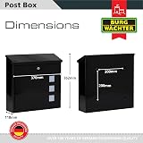 Burg Wachter MB08BK Wall Mounted Post Box Black Galvanised Steel Lockable A4 view 4