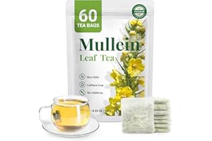 CCNATURE Premium 60 Mullein Tea Bags For Lungs - 100% Pure Mullein Leaf | For Lung Health & Respiratory Wellness Support | Caffeine Free - No Additives & Non-GMO | Plastic-Free, Plant-Based Tea Bags