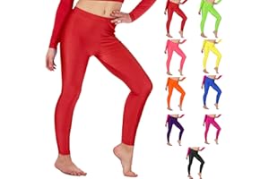 Re Tech UK - Shiny Girls Leggings for Gymnastics/Dance - Kids Leggings - Stretchy Fabric Footless Toddler Athletic Youth