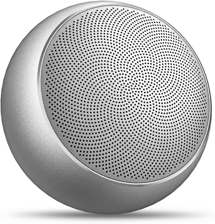 Portable Wireless Bluetooth Speakers,Bopmen Mini Stereo Outdoor Rechargeable Speaker with Mic,TF Card,HD Sound & Enhanced Bass,Metal Compact Bluetooth Speaker for iPhone iPad Samsung(Silver)