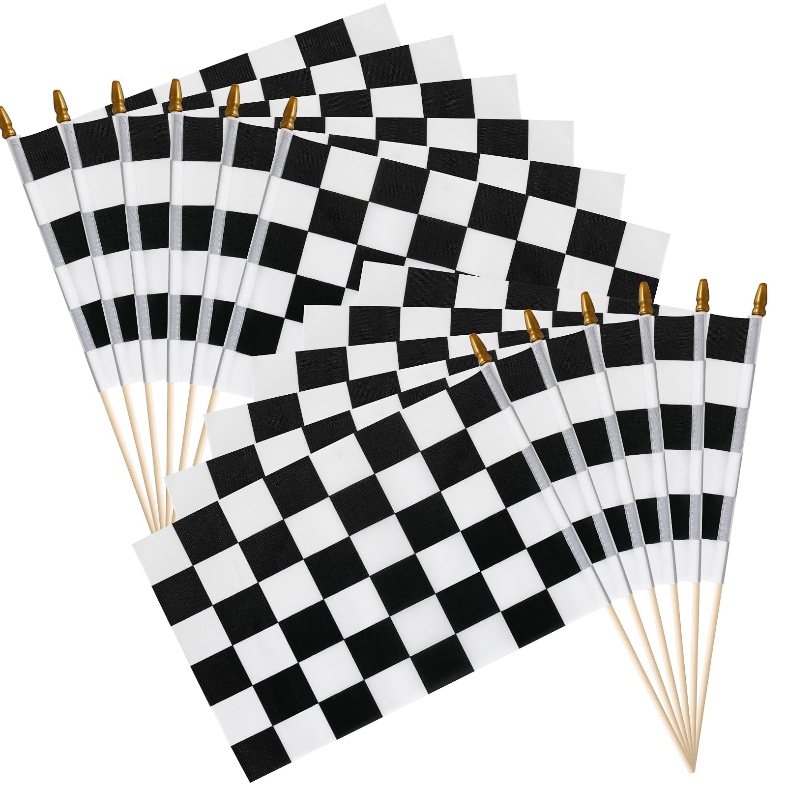 Small Racing Flags HOOSUN 12 Pack Checkered Flags On Sticks,12