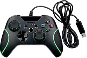 OSTENT Wired USB Controller Joystick Gamepad for Microsoft Xbox One/Xbox One S/Windows PC Laptop Color Black