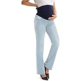 SEVEGO Women's 29"/31"/33" Maternity Bootcut Jeans Over The Belly Pregnancy Flare Stretch Denim Pants with Pockets Comfy