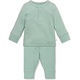 MORI Baby Unisex Pajama Set for Boys and Girls - Viscose from Bamboo - Front Popper Top and Elastic Waist Bottoms"