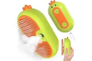 FREEFA Cat Steam Brush, 3 In 1 Self-Cleaning Steam Cat Brush for Shedding with Release Button, Cat Deshedding Hair Brush with Steam for Long & Short Haired Cats and Dogs, Removes Tangled and Loose Hair