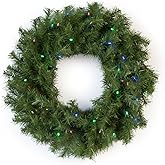 National Tree Company Pre-Lit Artificial Christmas Wreath, Green, Norwood Fir, Multicolor Lights, Christmas Collection, 24 Inches
