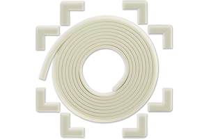 Bébé Earth Baby Proofing Edge and Corner Guard Protector Set for Back to School, 20 Feet Edges & 8 Foam Corners, Furniture and Tables Child Baby Proof Bumpers, Pre-Taped Corner Cushions - Oyster White