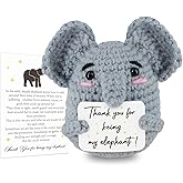 WenmthG Funny Positive Crochet Elephant - Emotional Support Animals Gifts, Funny Handmade Crochet Doll, Inspirational Gifts for Women Men Friends Coworkers