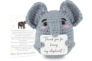 WenmthG Funny Positive Crochet Elephant - Emotional Support Animals Gifts, Funny Handmade Crochet Doll, Inspirational Gifts for Women Men Friends Coworkers