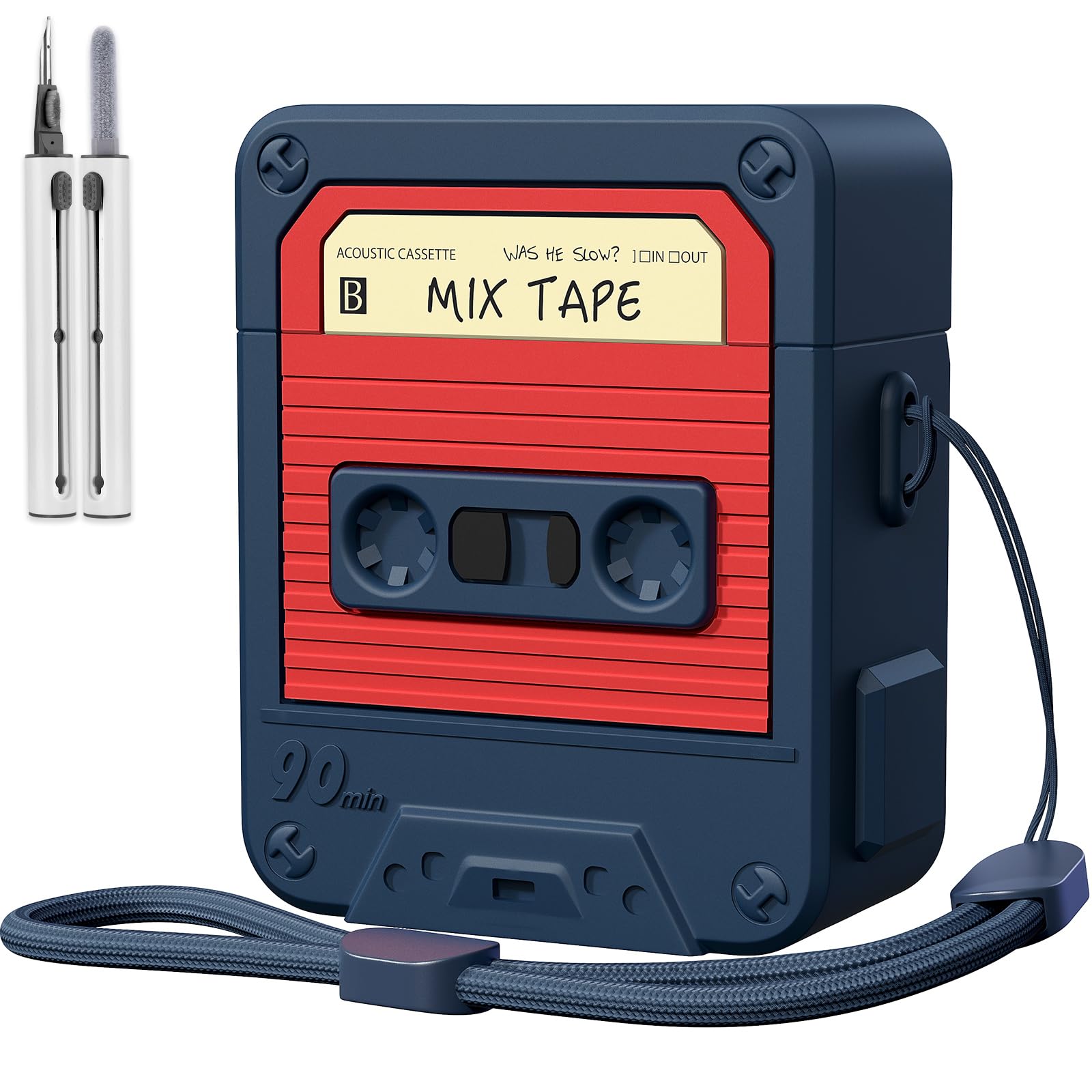 Photo 1 of KOREDA Compatible with AirPods Case Cover with Cleaner Kit, Funny Cassette Tape Design Case for AirPod 1st/2nd Generation, Cute Cartoon Silicone Protective Case for Apple AirPods