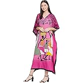 Oussum Women Plus Size Kaftans Kimono Polyester Dresses Loose Caftan Dress Ladies Evening Casual Long Maxi Lounge Beach Wear