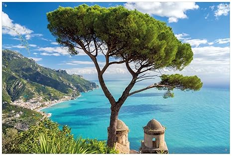 Wallario Garten-Poster Outdoor-Poster - Italienische Küste in Premiumqualität, Größe: 61 x 91,5 cm, für den Außeneinsatz geei