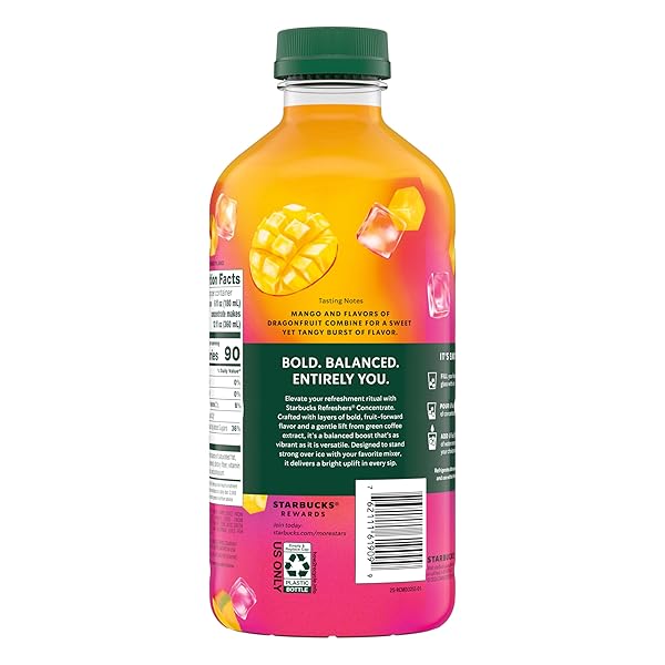 STARBUCKS REFRESHERS CONCENTRATE MANGO DRAGONFRUIT, REFRESHING DRINK, COLD DRINKS 32 FL OZ