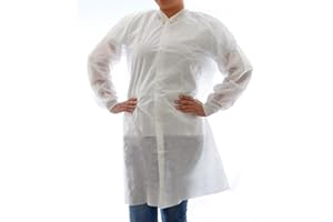 Dealmed Disposable SMS Lab Coat, No Pockets, White