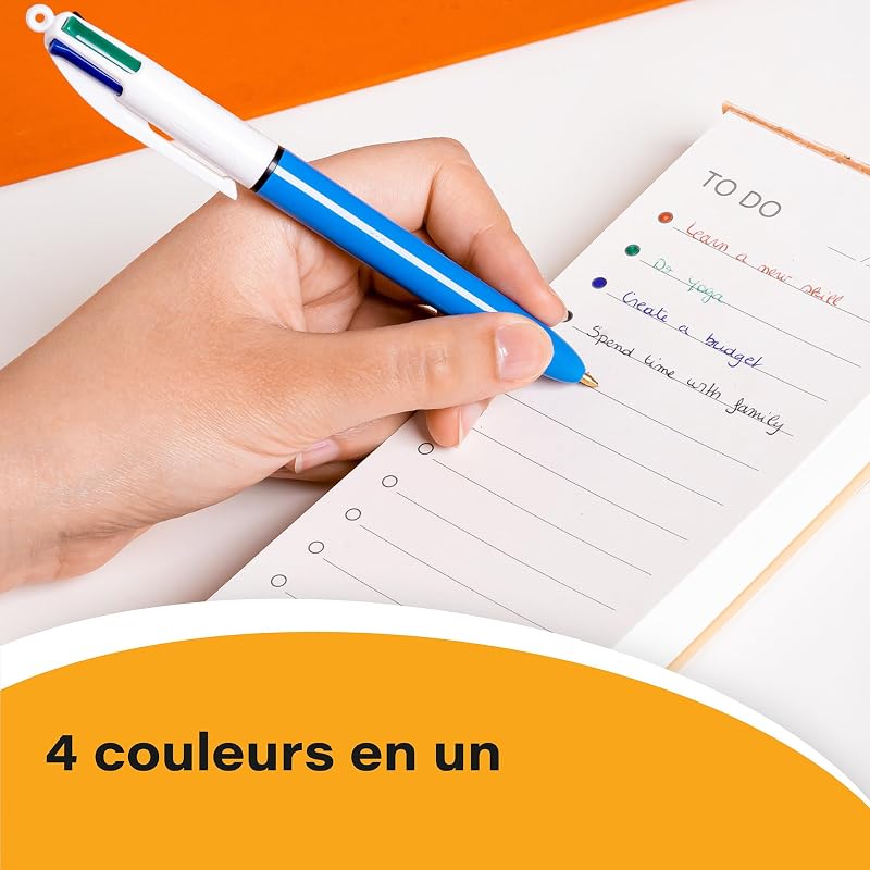 4 Couleurs Original - Stylos-Bille Rétractables Pointe Moyenne (1,0 mm) - Certifié NF Environnement - Boîte de 12