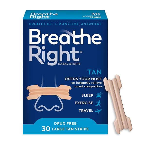 BREATHE RIGHT NASAL STRIPS, EXTRA STRENGTH TAN NOSE...