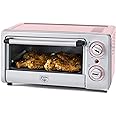 GreenLife Countertop Toaster Oven Air Fryer Stainless Steel, Healthy Ceramic Nonstick, PFAS and PFOA-Free, Tray & Basket, Bake, Broil, Reheat, Adjustable Temp & Time Control, Auto Shutoff, Pink