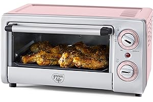 GreenLife Countertop Stainless Steel Toaster Oven Air Fryer, PFAS-Free, Ceramic Nonstick Tray Rack and Airfry Basket, Dual He