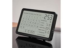 JOOLEEP 8 Inch Digital Calendar with Schedule Reminder, Multifunctional Smart Calendar Alarm Day Clock Wall & Desk Mountable, 90-Day Battery Life, Digital Planner organizer for Business Office Home School, Black