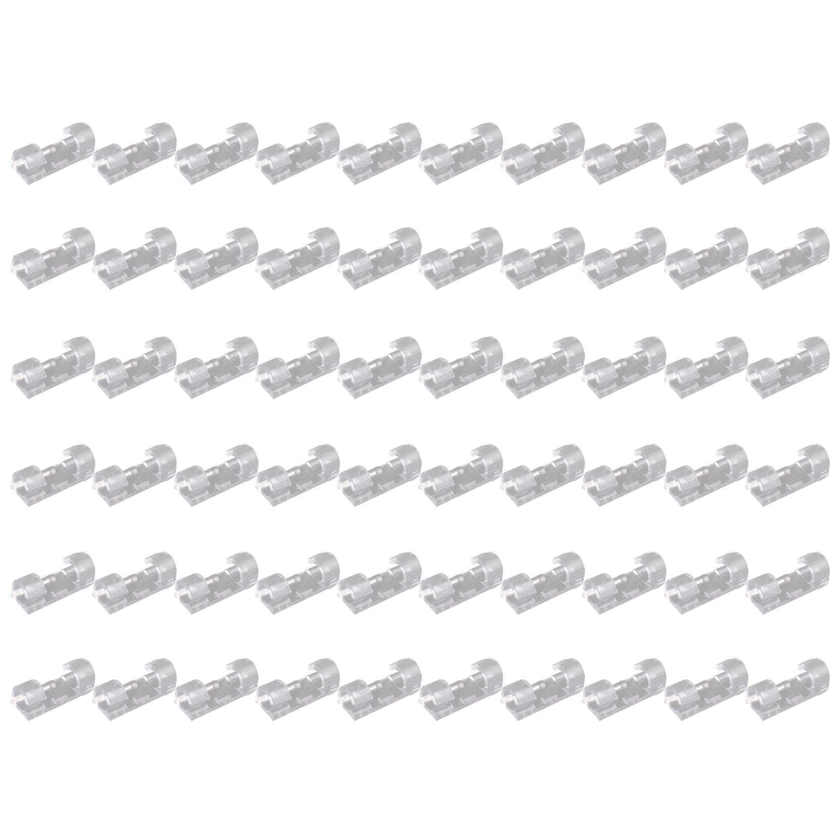 Futheda 60Pcs Strong Self-Adhesive Small Cable Clips Cable Drop Wire Holder, Durable Mount-Round Plastic Cord Management Organiser Clamps for Desk Wall Home Office (Transparent)