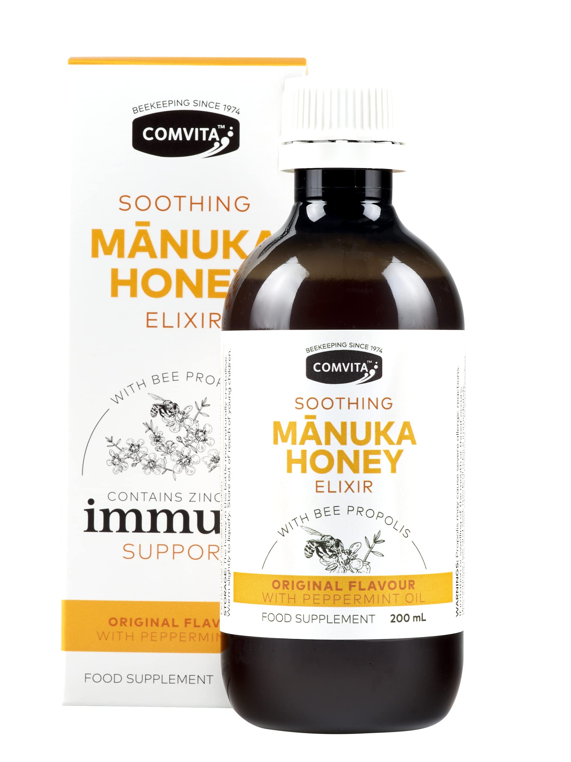 Comvita Immune Support Manuka Honey Elixir with Propolis and Zinc (UMF 10+, MGO 263+) - 200ml