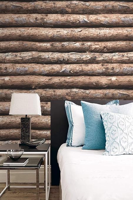 Amazon Com Log Cabin Tree Trunks Wood Wallpaper Removable 3d