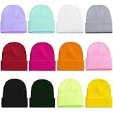 Extpro 12 Pack Beanie Hat Bulk Knitted Candy Color Cuffed Skull Cap for Women Men Teens