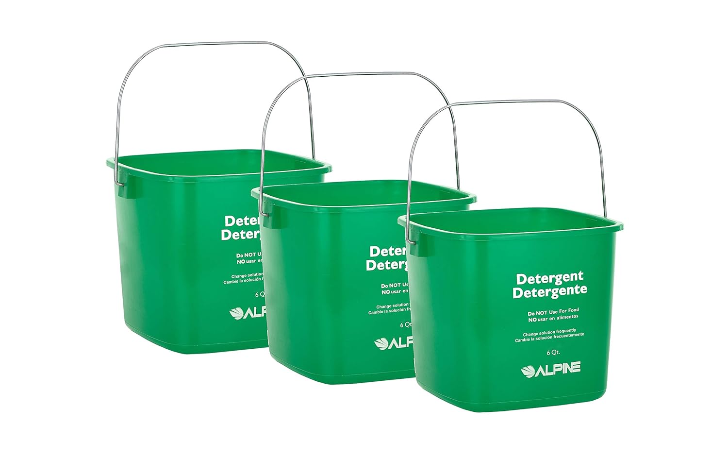 Alpine Industries Commercial Sanitizing Cleaning Pail - Heavy Duty Sanitizer Bucket - Cleaning Fluid Bucket - Cleaning Bucket for Offices, Restaurants, School, Bathrooms (Green, 6 Qt)