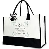 Gezred Bible Verse Tote Bag for Women, Inspirational Christian Canvas Tote Bag Gift for Her, 12x17 inch