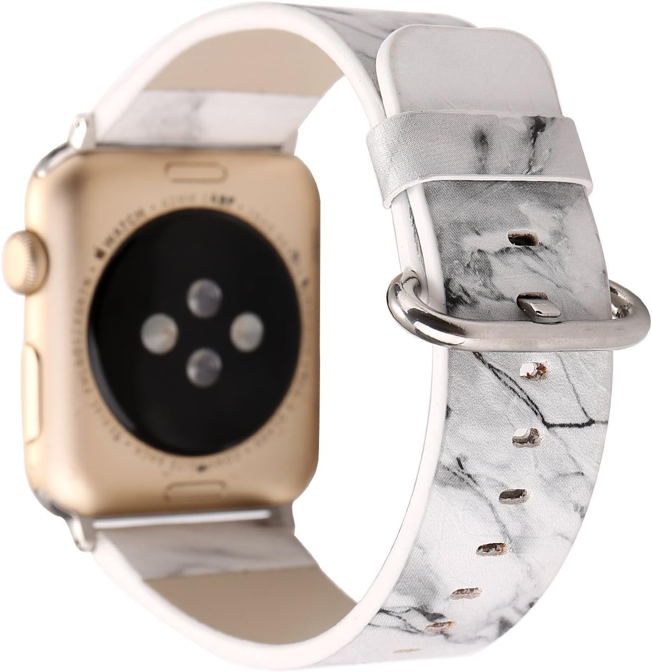 HULUCKY Bracelet Compatible with Apple Watch Strap, National Black White Floral Printed Leather Watch Band 38mm 42mm Strap for Apple Watch Flower Design Wrist Watch Bracelet