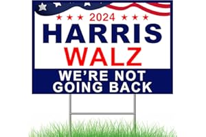 DP BOUTIQUE Harris Walz 2024 Yard Sign, Kamala Harris Tim Walz Waltz for President Lawn Sign, Democracy, 18” x 12” Double Sided, Coroplast， with Mental Stake, 1 Pack