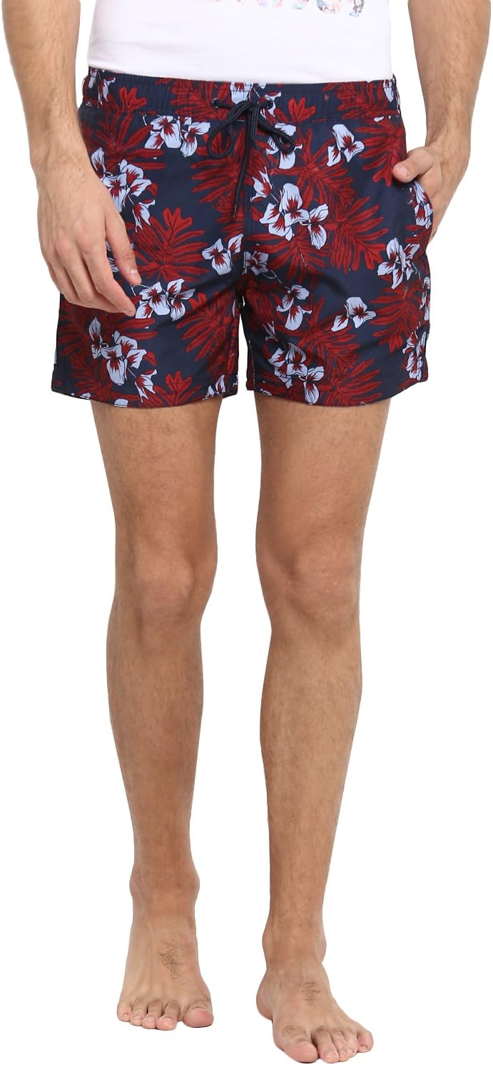 Mens Printed Swimwear Beach Shorts - Red