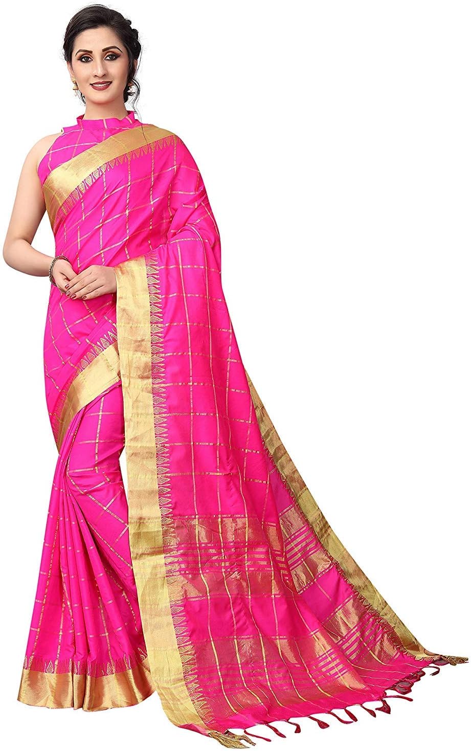 VintFlea Fashion Women's Wedding Party Wear Indian Tassar Silk Saree with Blouse Piece
