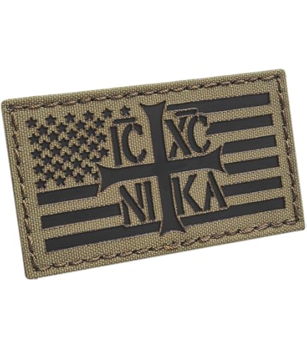 Tiny Orthodox Cross Christogram Lasercut Patch - Nero/Bianco - 3.4 Cm - Morale Patch Per Zaini E Giacche