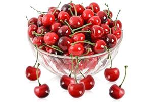 LUEYAO Artificial Cherry Fruit Fake Cherries Red Simulation Red Black Cherries Artificial Cherry Decorations Fake Fruit Model Home House Kitchen Party Decoration 100 PCS