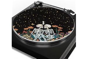 Qehuruxo Turntable Mat,Slip Mat for Vinyl LP Record Player Mat Reduce Static and Nosiy Enhance Sound Quality Turntable Platter Pattern Print Mat Skull Flower