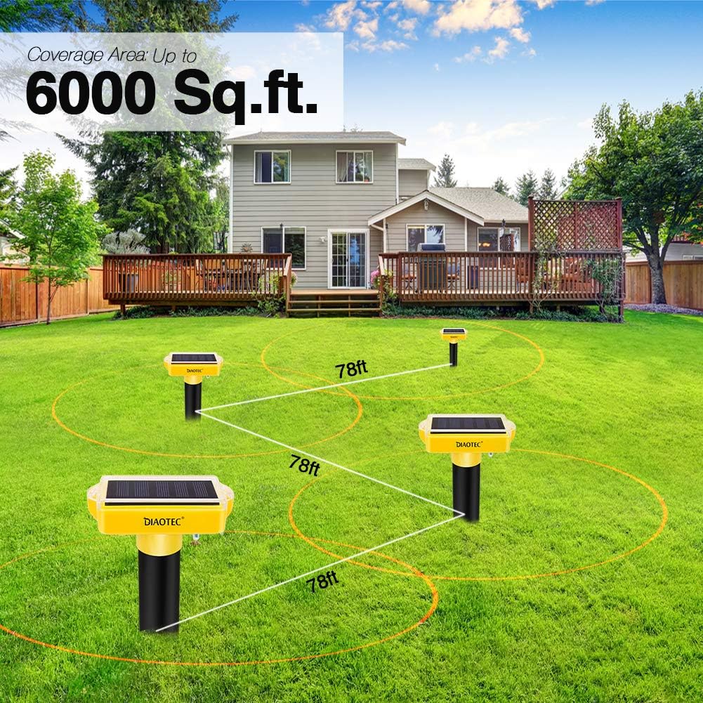 Diaotec 2Pack Mole Repellents Solar Powered Sonic Spike Vole Deterrent Pest Control Vole Repellent to Keep Rodents Away from Your Lawn and Garden : Garden & Outdoor